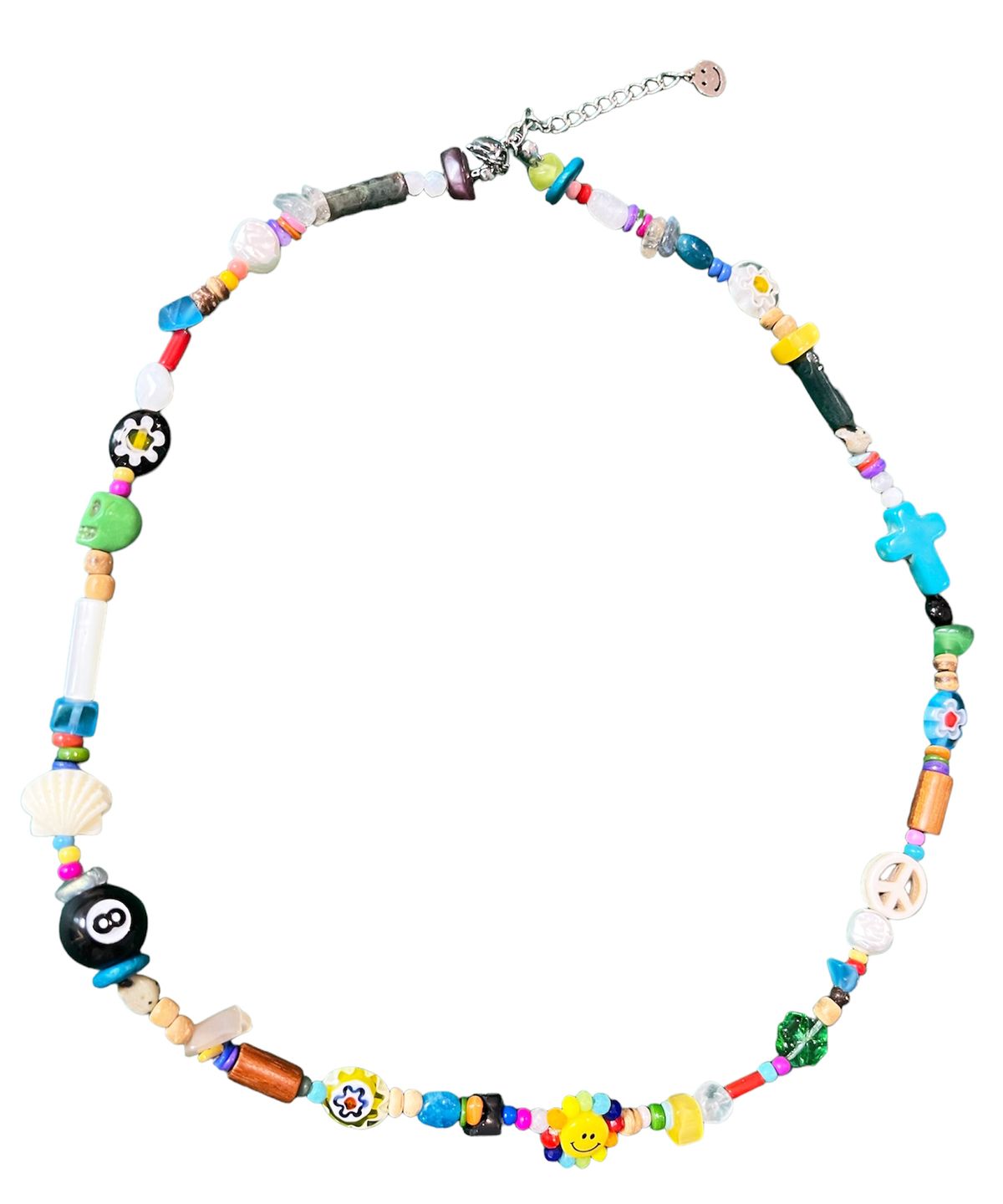스케이터락(SK8ER ROCK) Smiley Multi Beads Necklace (Multi)