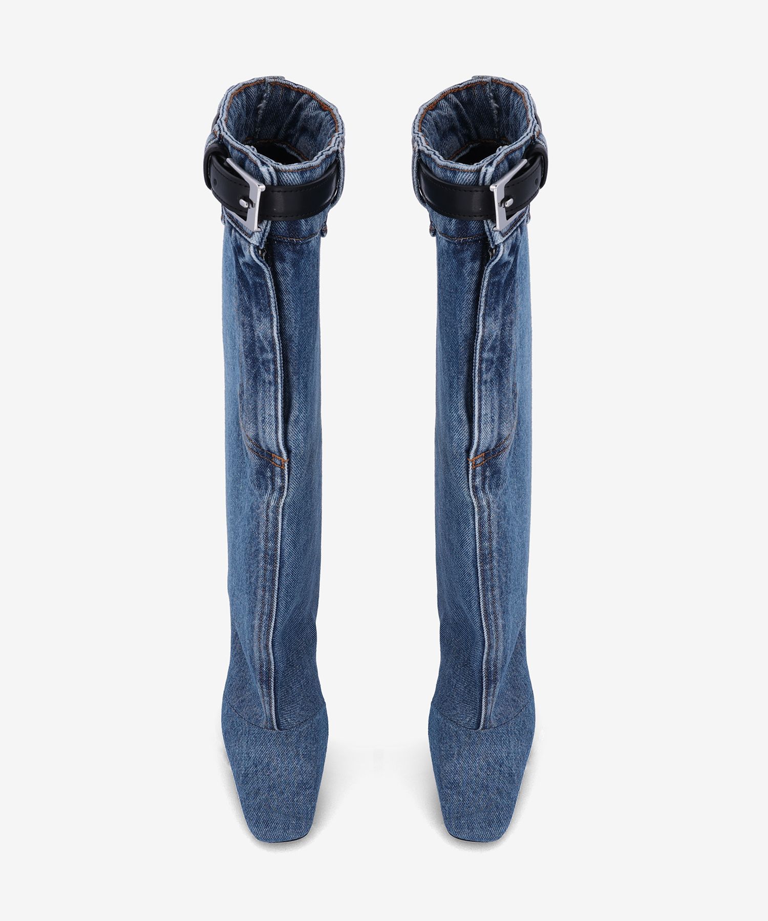 ブーツその他 COPERNI Woman Boots Denim COPSH50202 WASBLU Coperni Denim open knee bridge boot for Women - Blue in UAE