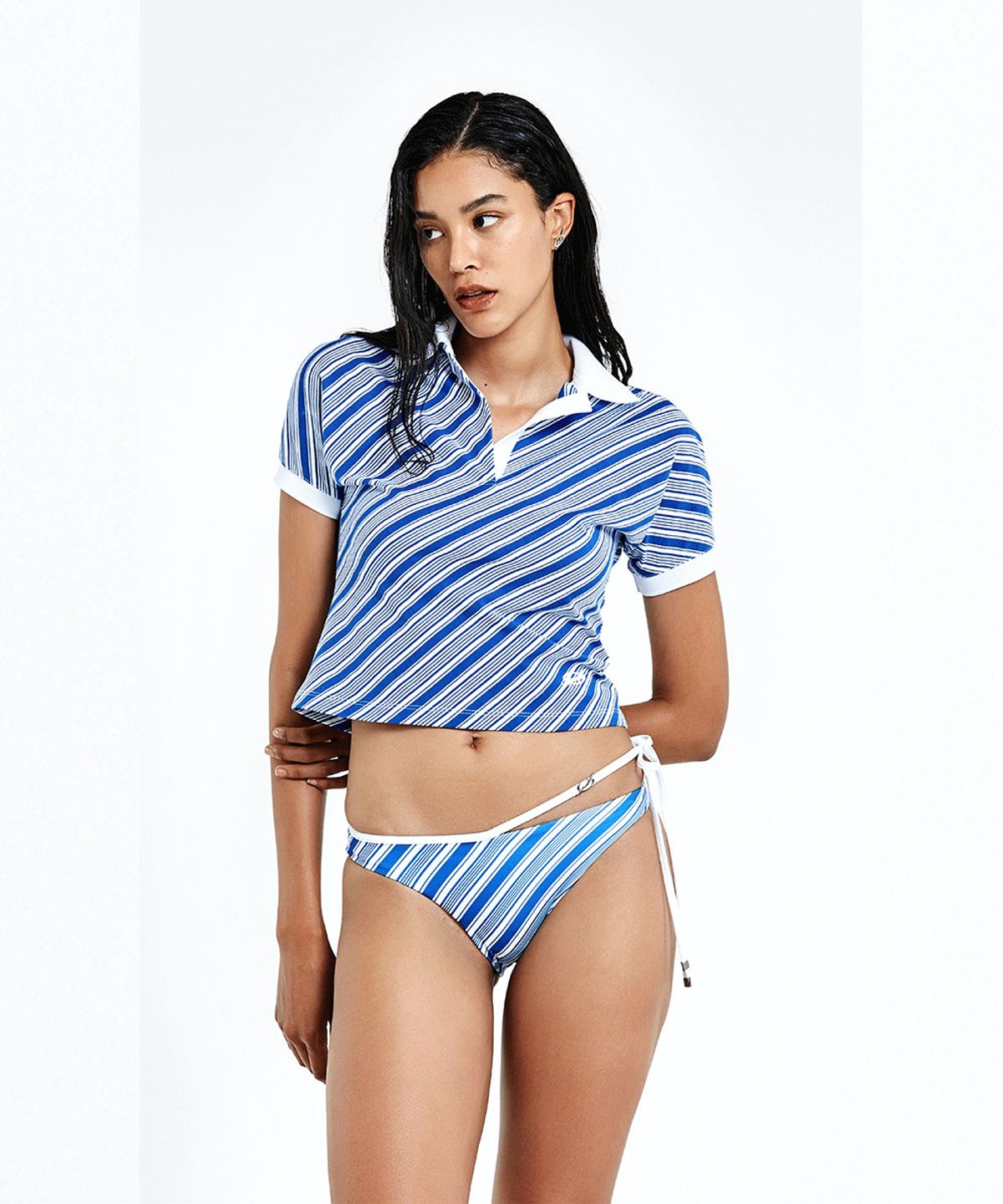 51퍼센트 포 우먼(51PERCENT FOR WOMAN) Stripe Cotton Shirt - Blue (woman)