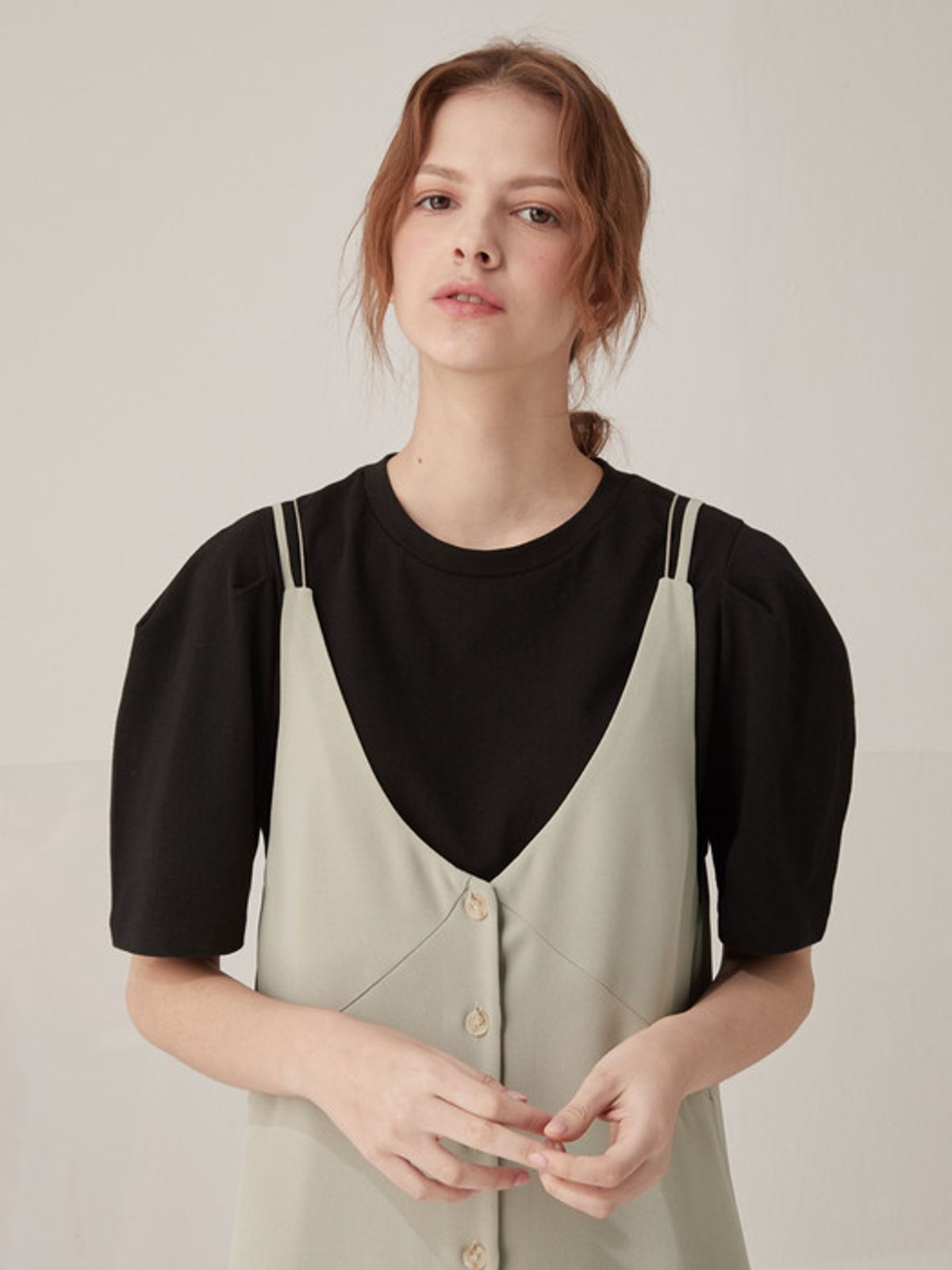 비뮤즈맨션(BEMUSE MANSION) Curved short sleeve tee - 7colors