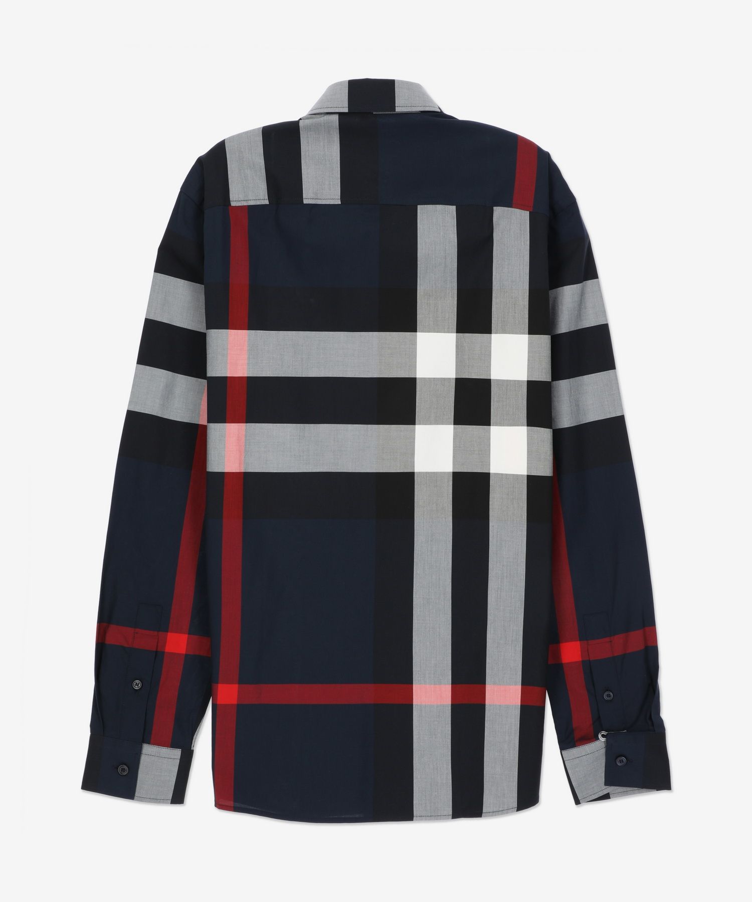 MUSINSA | BURBERRY Check Cotton Slim Fit Shirt - Navy / 8073216