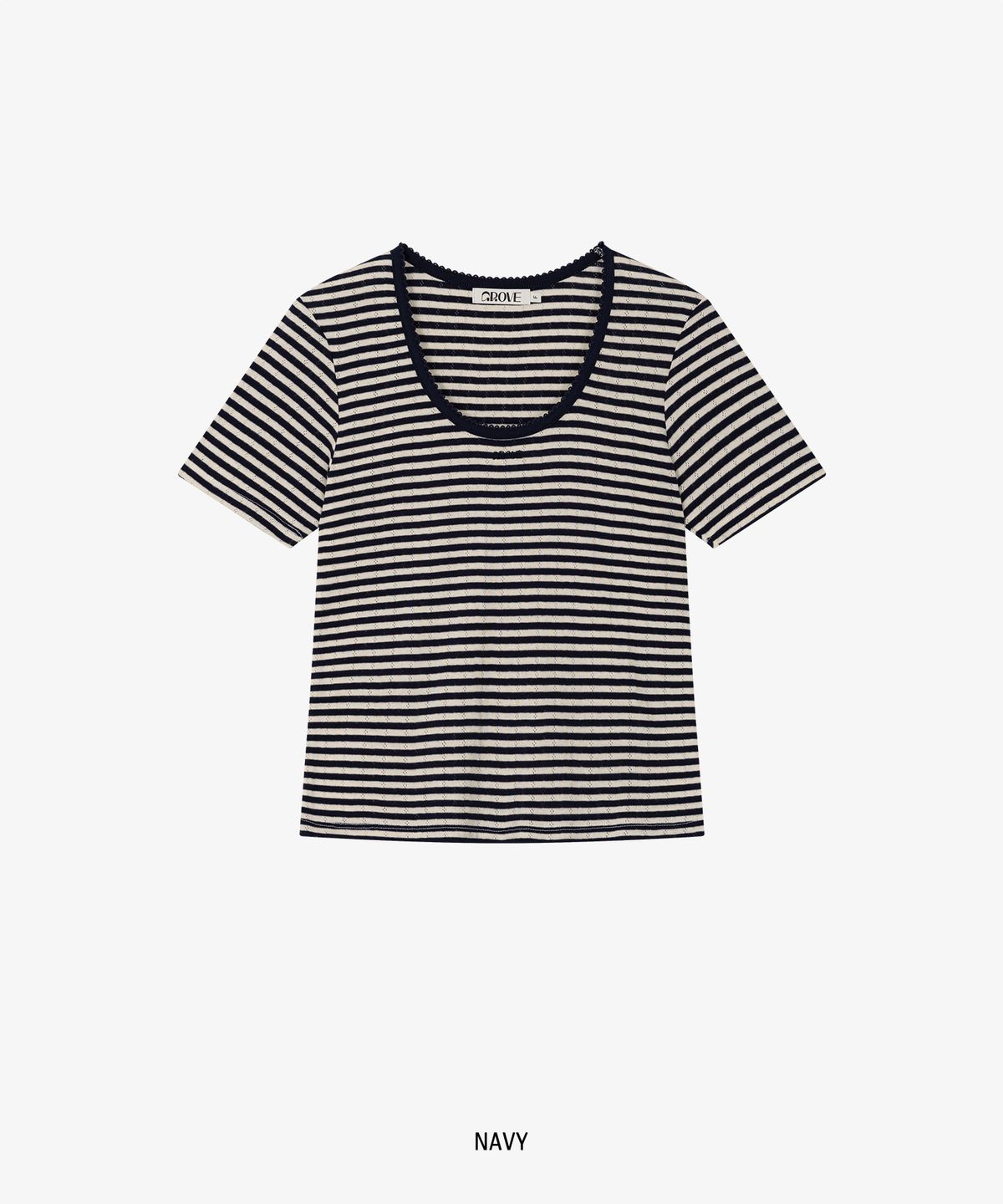 그로브(GROVE) STRIPE SAND T-SHIRT_NAVY