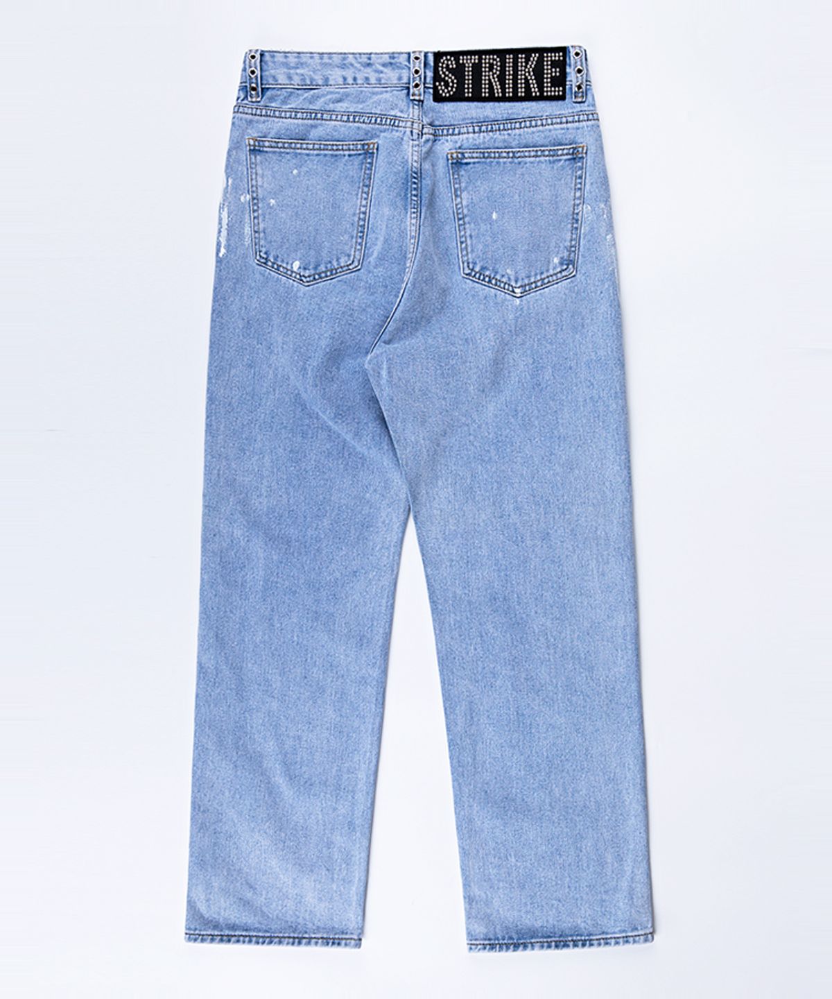 스트라이크(STRIKE) Light Wash Distressed Eyelet Painted Jeans (WIDE)