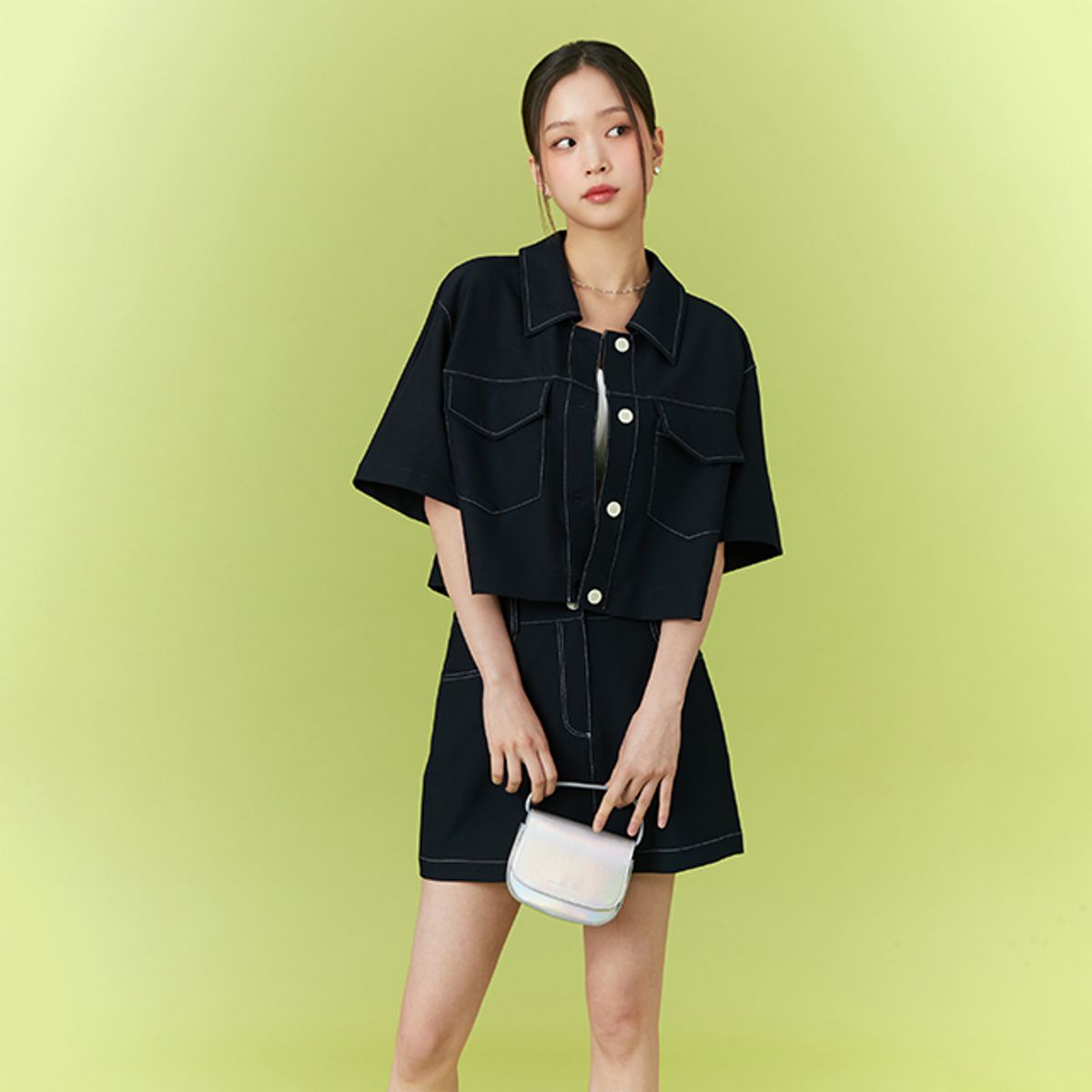 랩(LAP) 배색 스티치 포인트 스커트 AQ2WS571