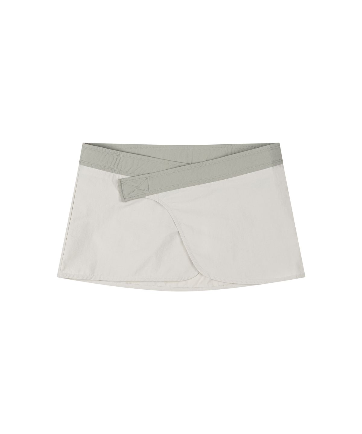 더포르타(THEPORTA) TWO TONE VELCRO WRAP SKIRT, GREY