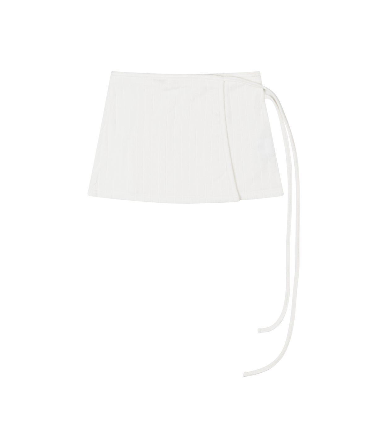더포르타(THEPORTA) RIBBED STRAP WRAP SKIRT, WHITE