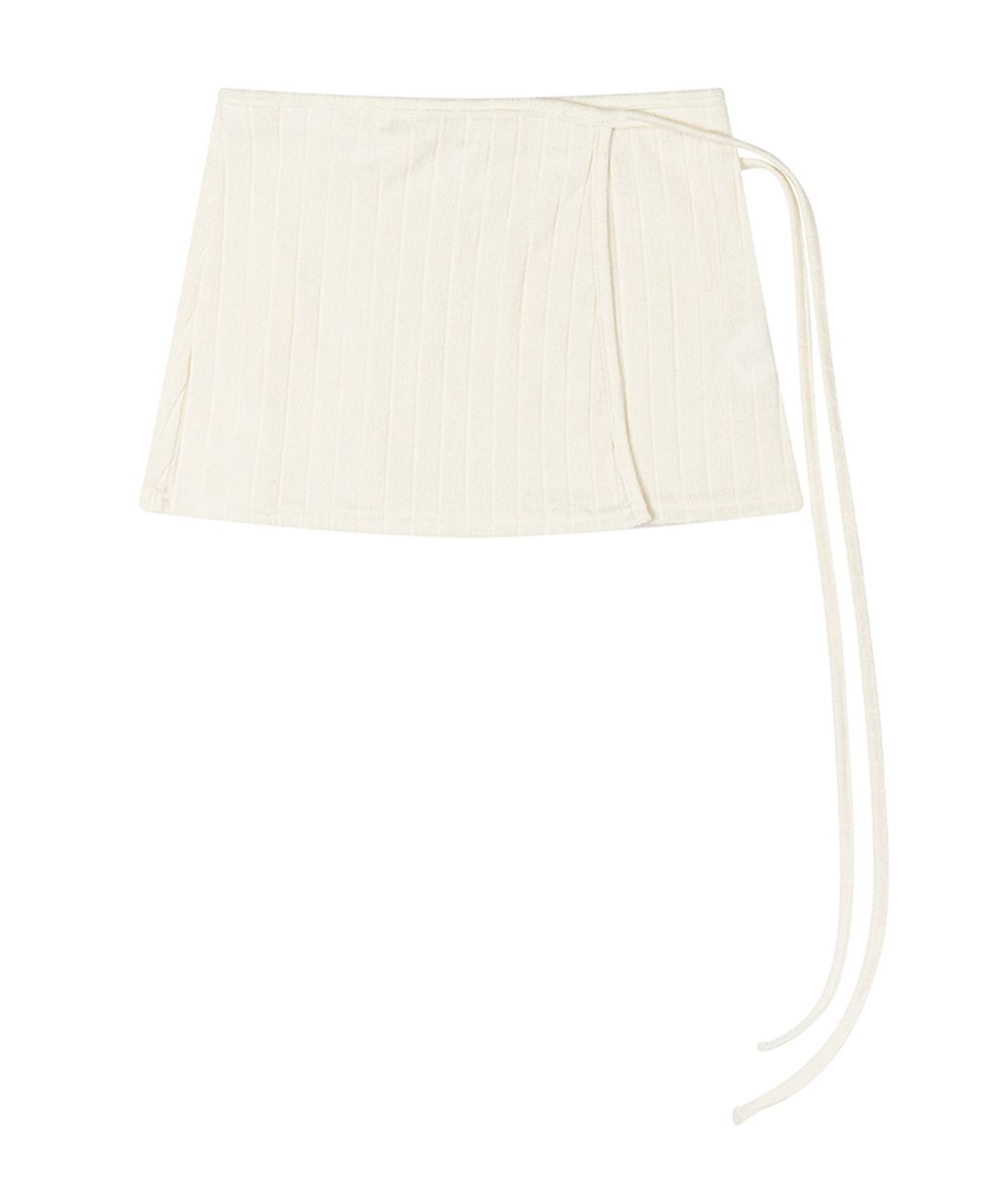 더포르타(THEPORTA) RIBBED STRAP WRAP SKIRT, CREAM