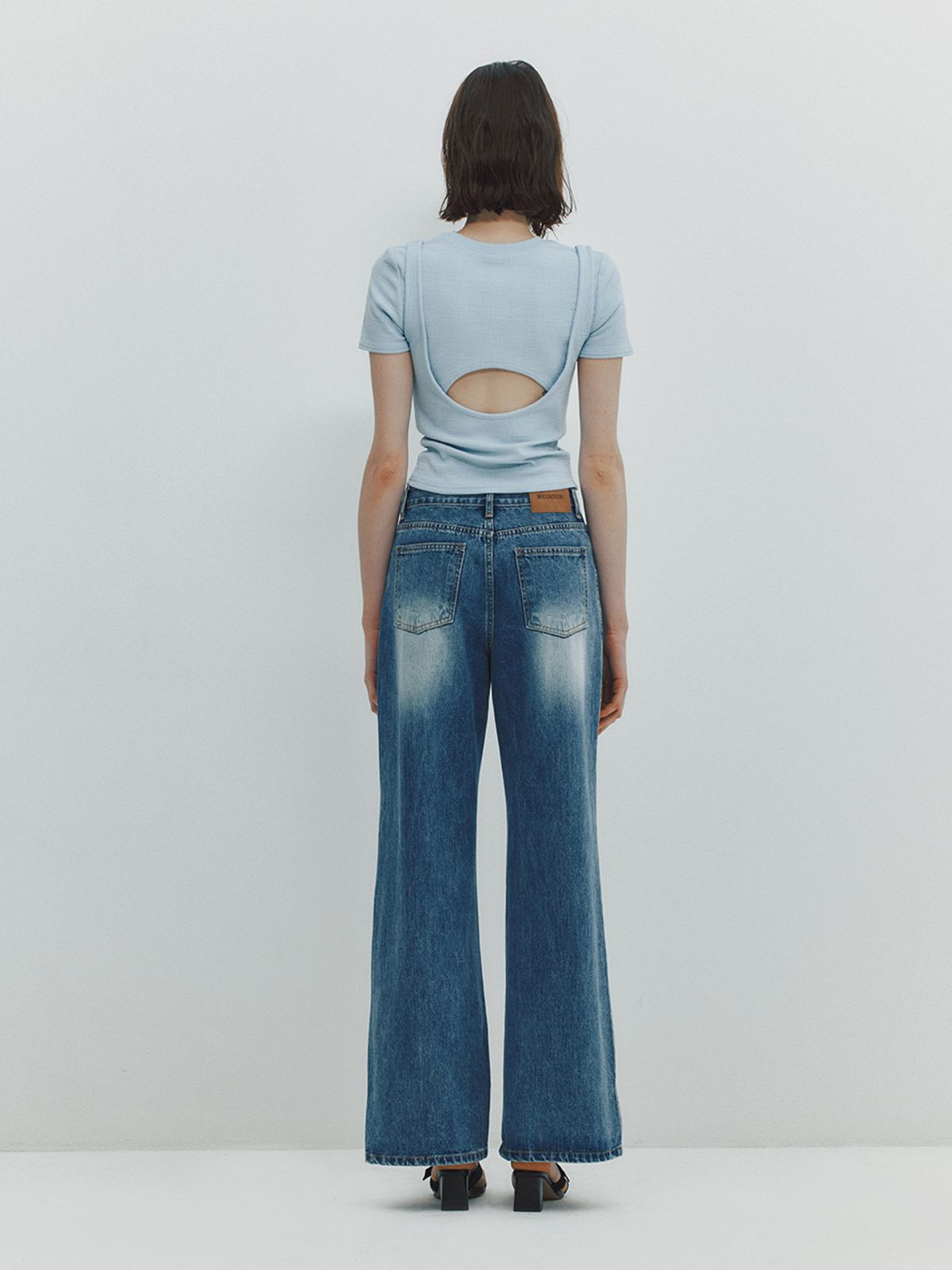 민더리(MEENDERI) CUT OUT LAYERED TOP - SKY BLUE