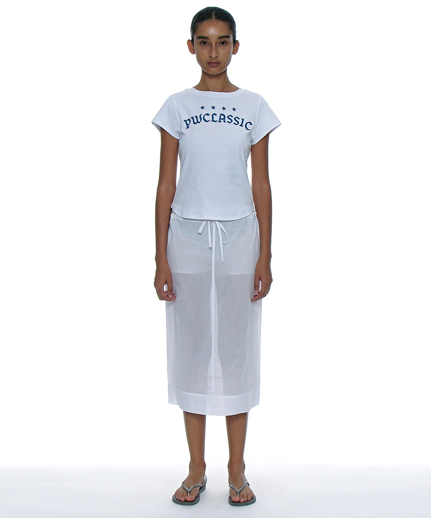 MUSINSA ムシンサ PARTIMENTO WOMEN MUSINSA | PARTIMENTO WOMEN Classic Logo Printed Short Sleeve Tee_White
