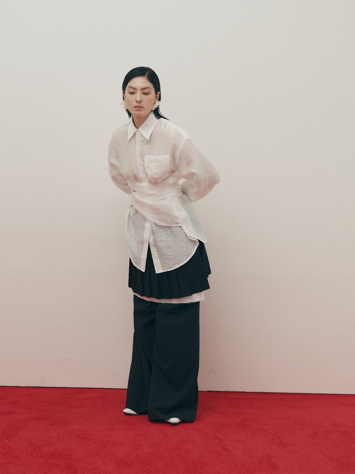 팍시(PARKSSY) 자카드 시스루 셔츠(아이보리)