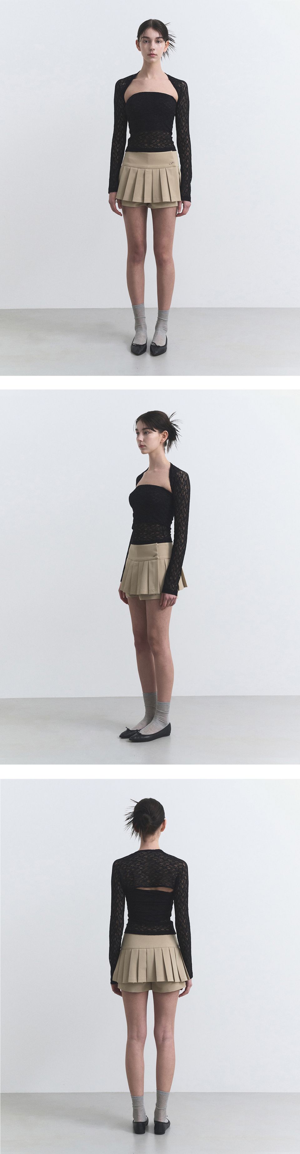 MUSINSA | PORTA PLEATS MINI SKIRT SHORTS, BEIGE