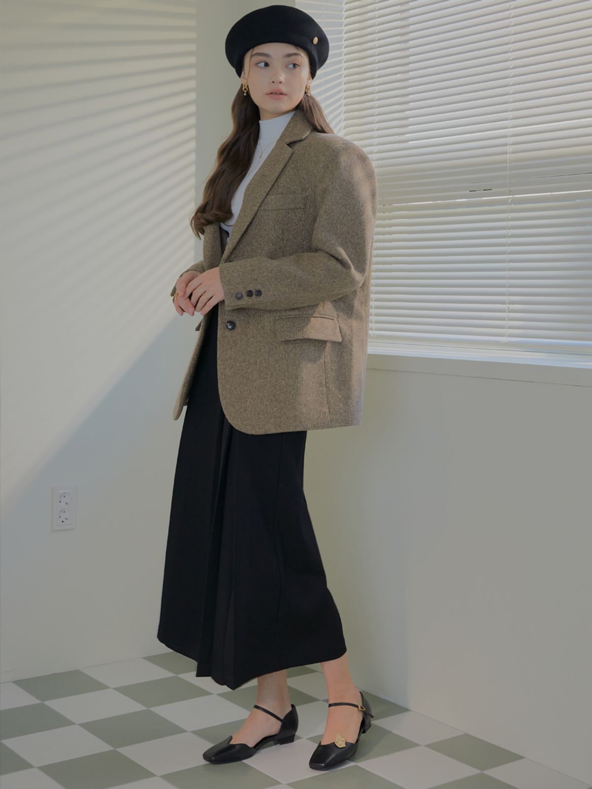 더 로맨틱 오션(THE ROMANTIC OCEAN) Wave flat / 웨이브 플랫 (leather - black)