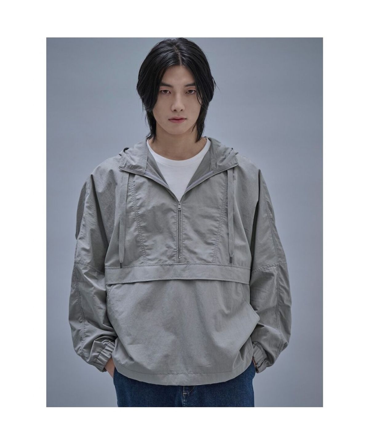 시프트지(SHIFT.G) Overfit Cotton Hood Anorak  Light Grey
