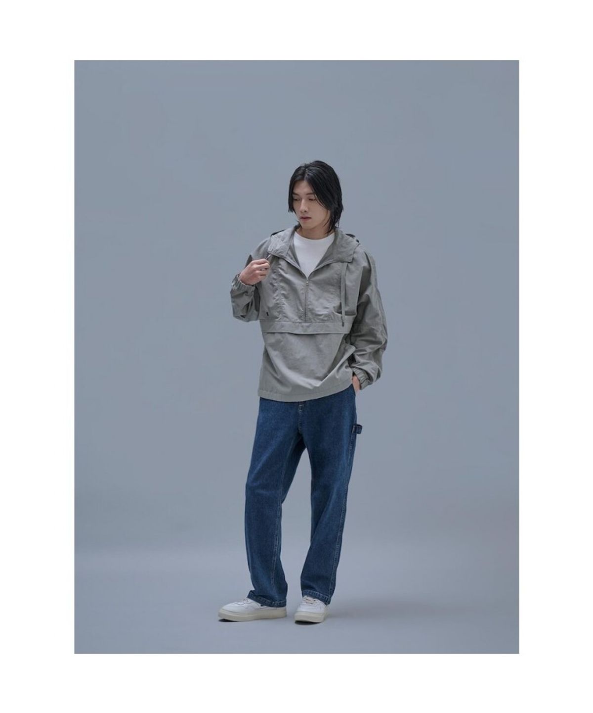 시프트지(SHIFT.G) Overfit Cotton Hood Anorak  Light Grey