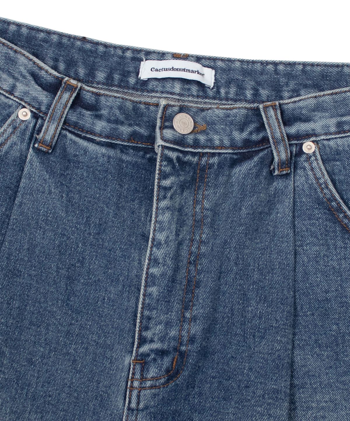 캑터스도넛마켓(CACTUSDONUTMARKET) One Tuck Bermuda Denim Pants - Blue