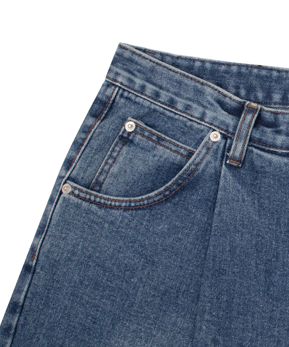 캑터스도넛마켓(CACTUSDONUTMARKET) One Tuck Bermuda Denim Pants - Blue