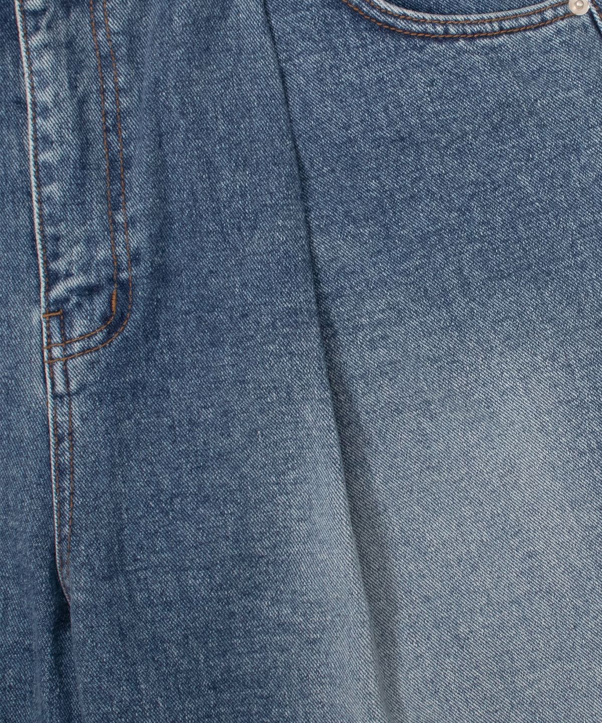 캑터스도넛마켓(CACTUSDONUTMARKET) One Tuck Bermuda Denim Pants - Blue