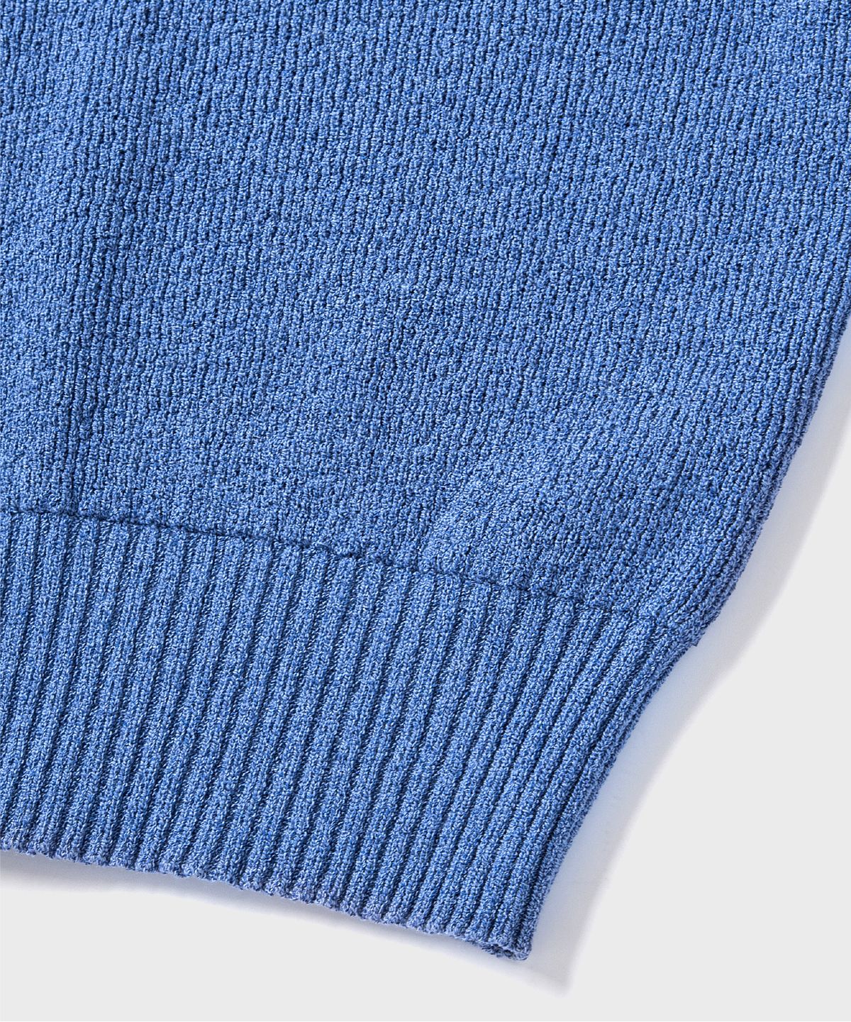 넌블랭크(NONBLANK) 래글런 하프 슬리브 칼라 크롭 니트_MELANGE BLUE