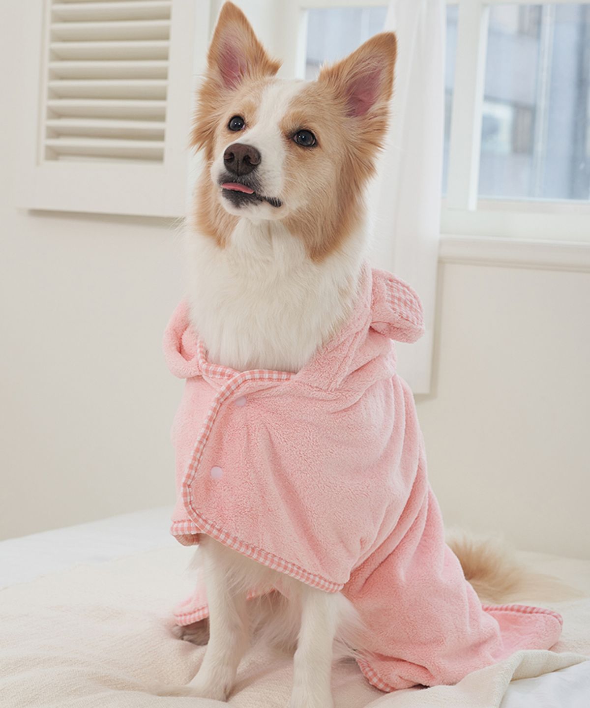 베일리(BAILEY) 강아지 펫타올 드라이 샤워가운 핑크