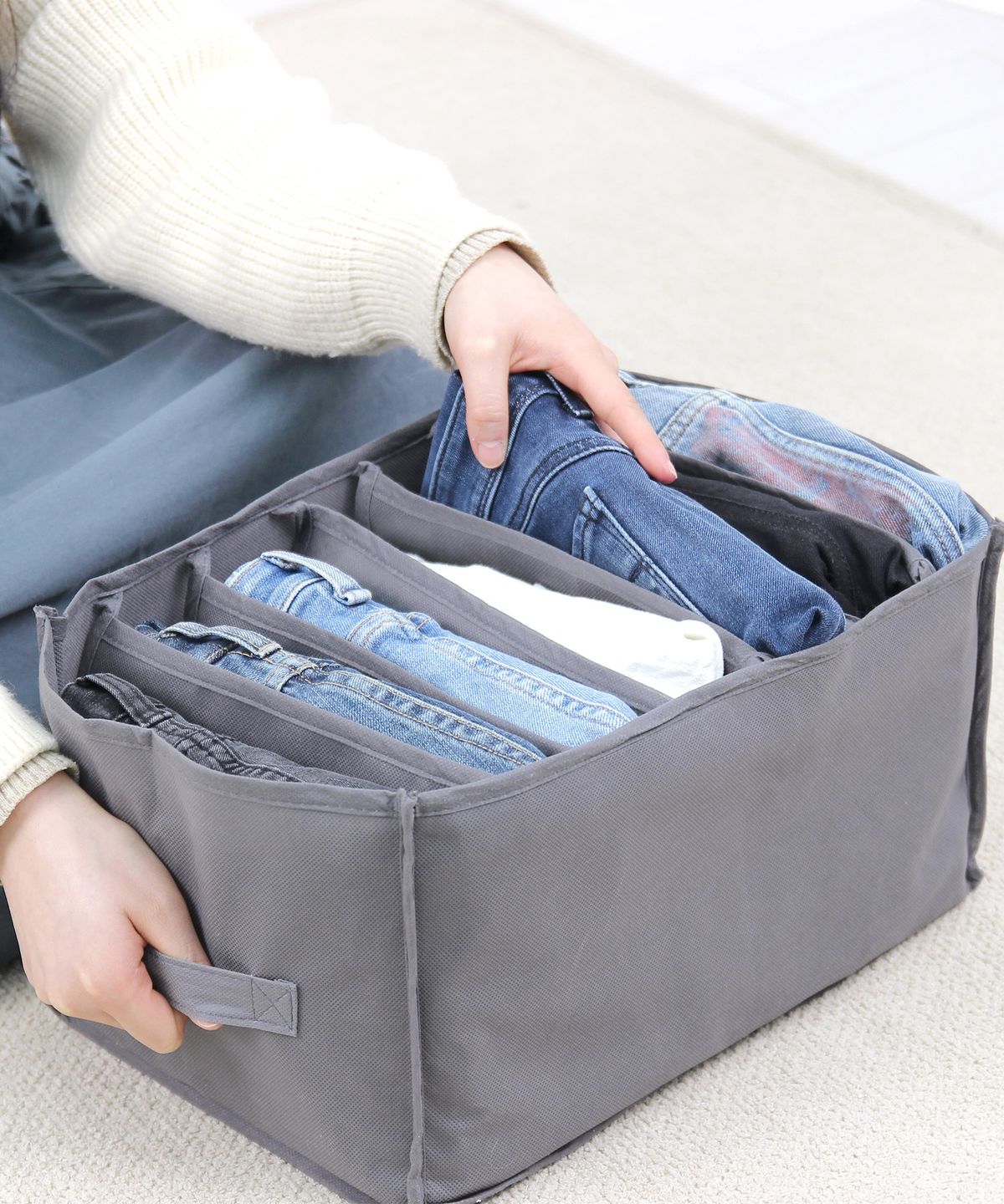 올리빙(OLIVING) 쏙쏙 칸칸이 의류정리함 3종 (중형+대형+특대형) [그레이]