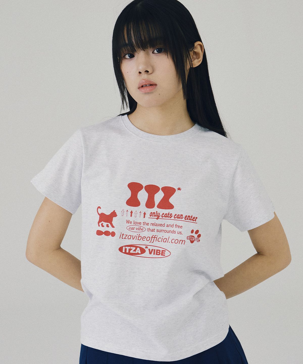잇자바이브(ITZAVIBE) ITZ OFFICIAL LOGO T SHIRT - LIGHT GRAY