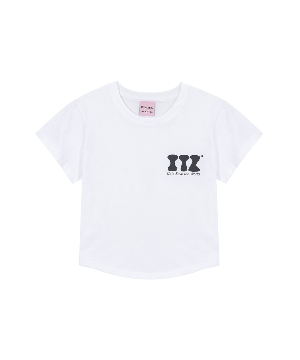 잇자바이브(ITZAVIBE) ITZ MINI LOGO CROP T SHIRT - WHITE