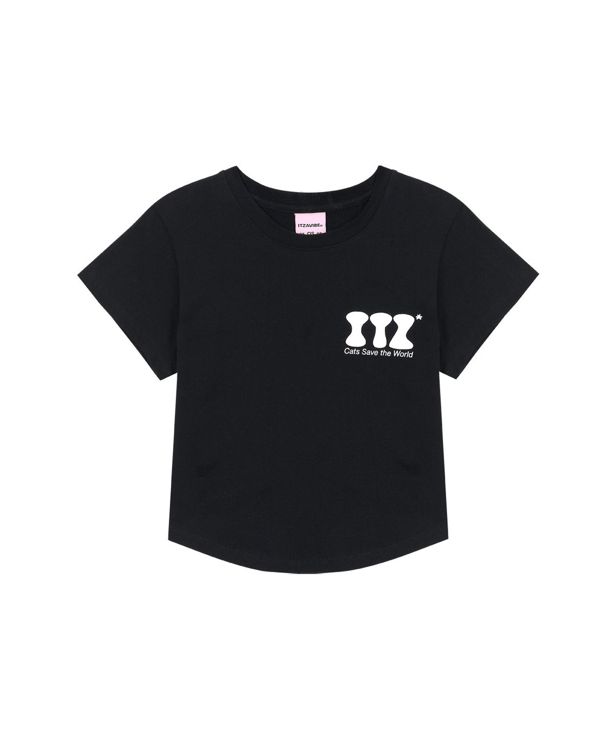 잇자바이브(ITZAVIBE) ITZ MINI LOGO CROP T SHIRT - BLACK