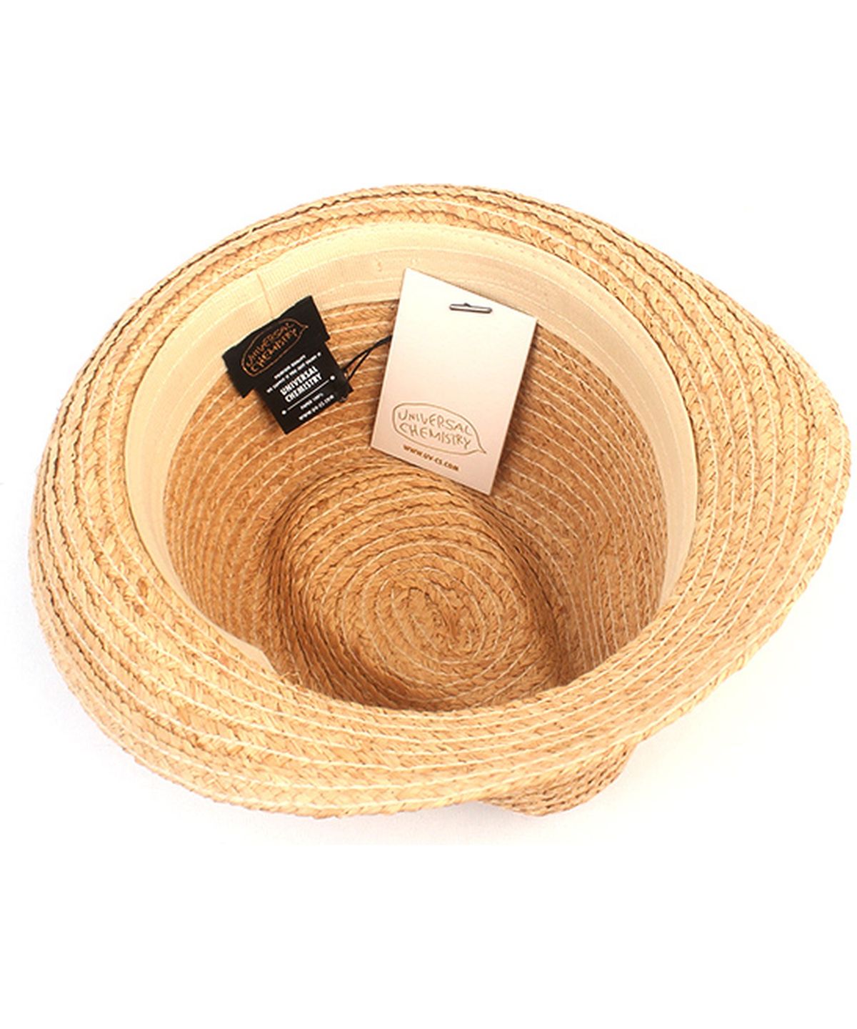 유니버셜 케미스트리(UNIVERSAL CHEMISTRY) BU Raffia Line Beige Fedora 여름모자