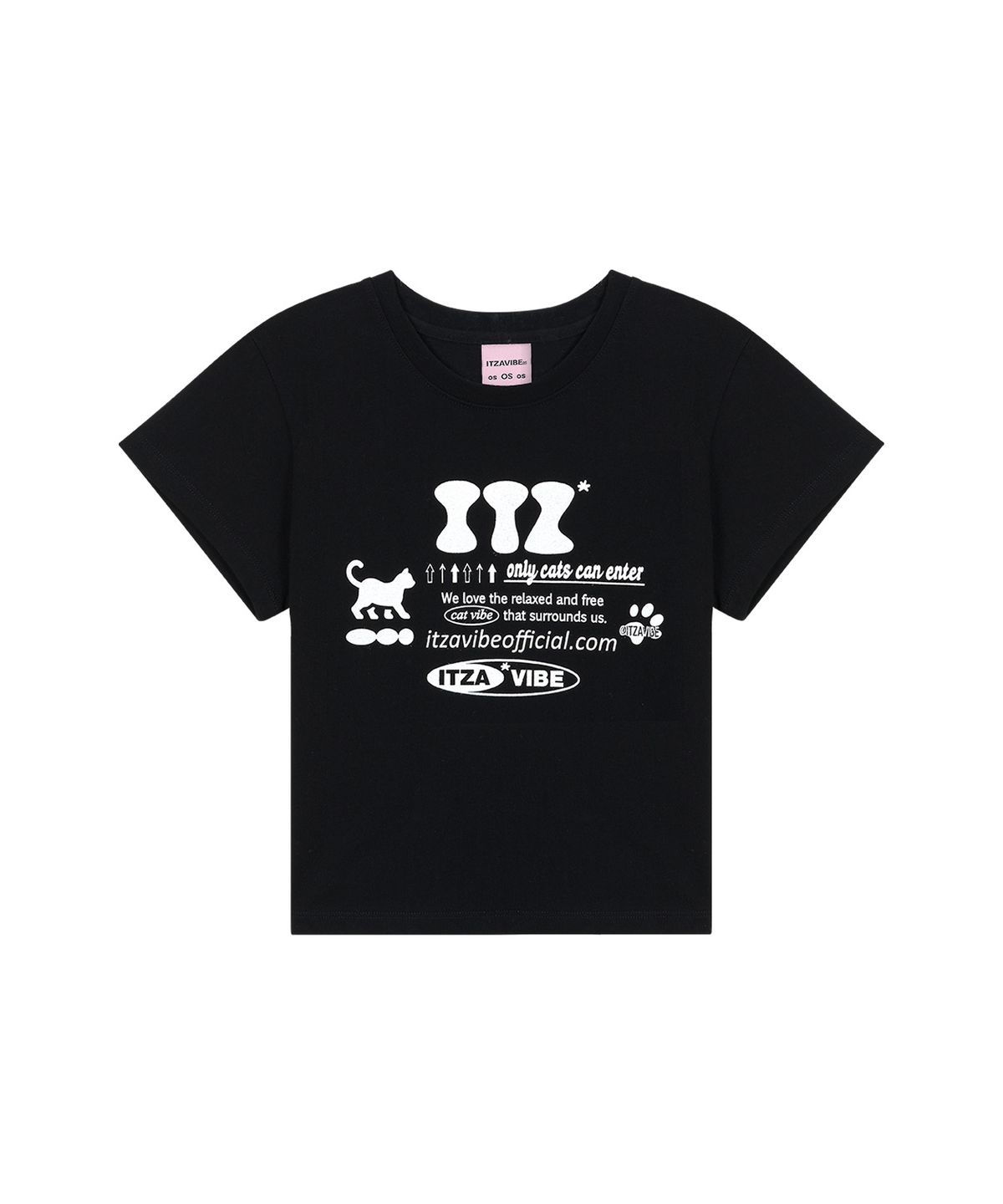 잇자바이브(ITZAVIBE) ITZ OFFICIAL LOGO CROP T SHIRT - BLACK