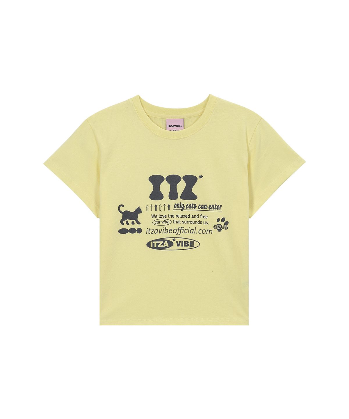 잇자바이브(ITZAVIBE) ITZ OFFICIAL LOGO CROP T SHIRT - YELLOW