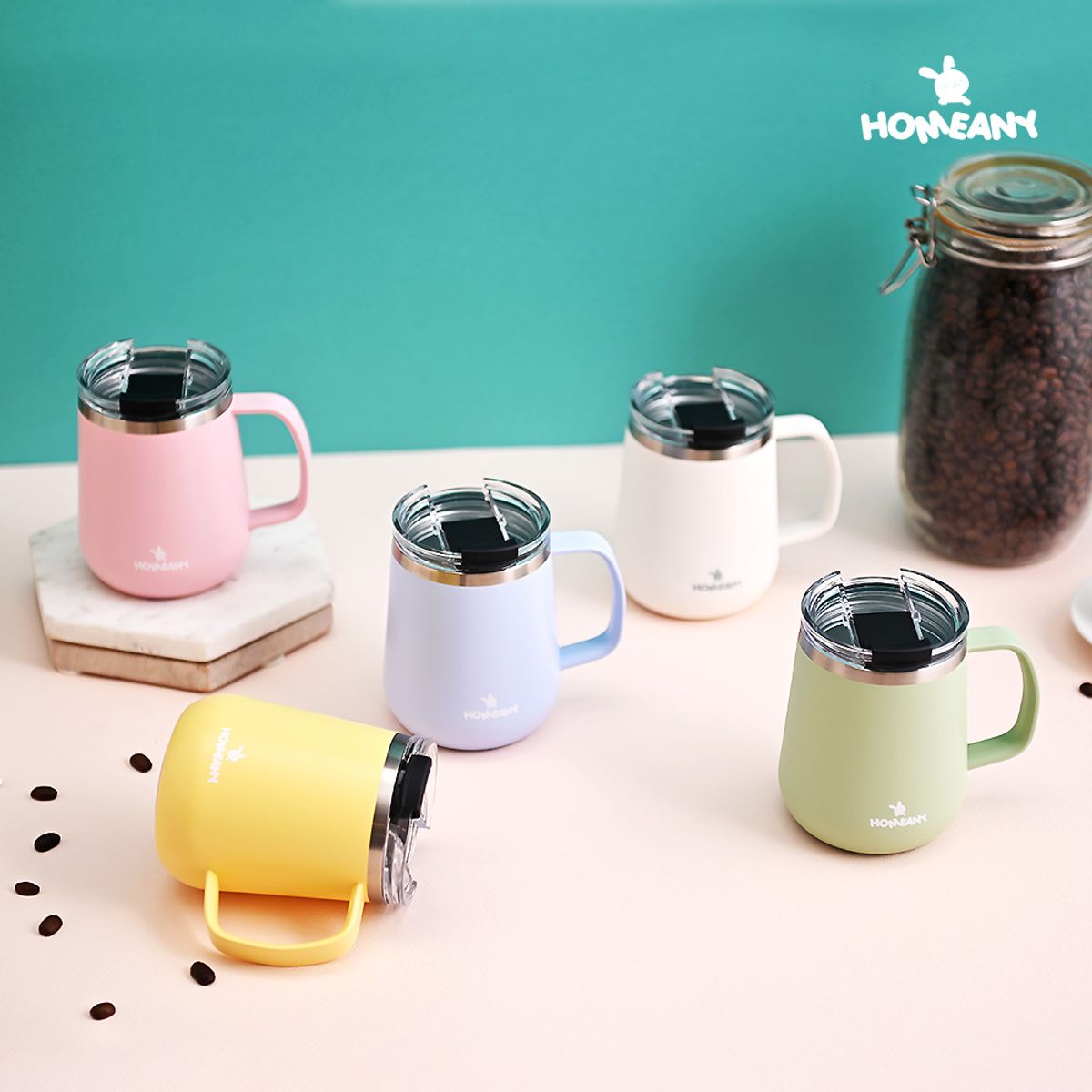 홈애니(HOMEANY) 마카롱 스텐머그 330ml - 그린