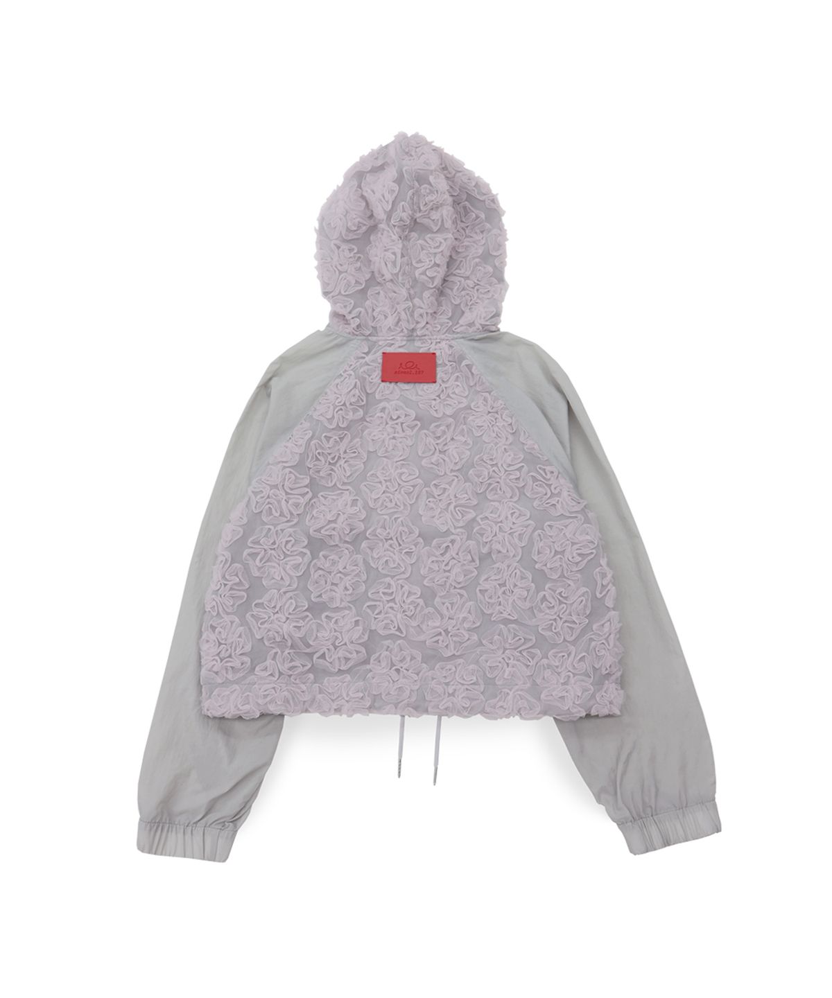 시월107(SIWL107) lace crop hood (gray+pink)
