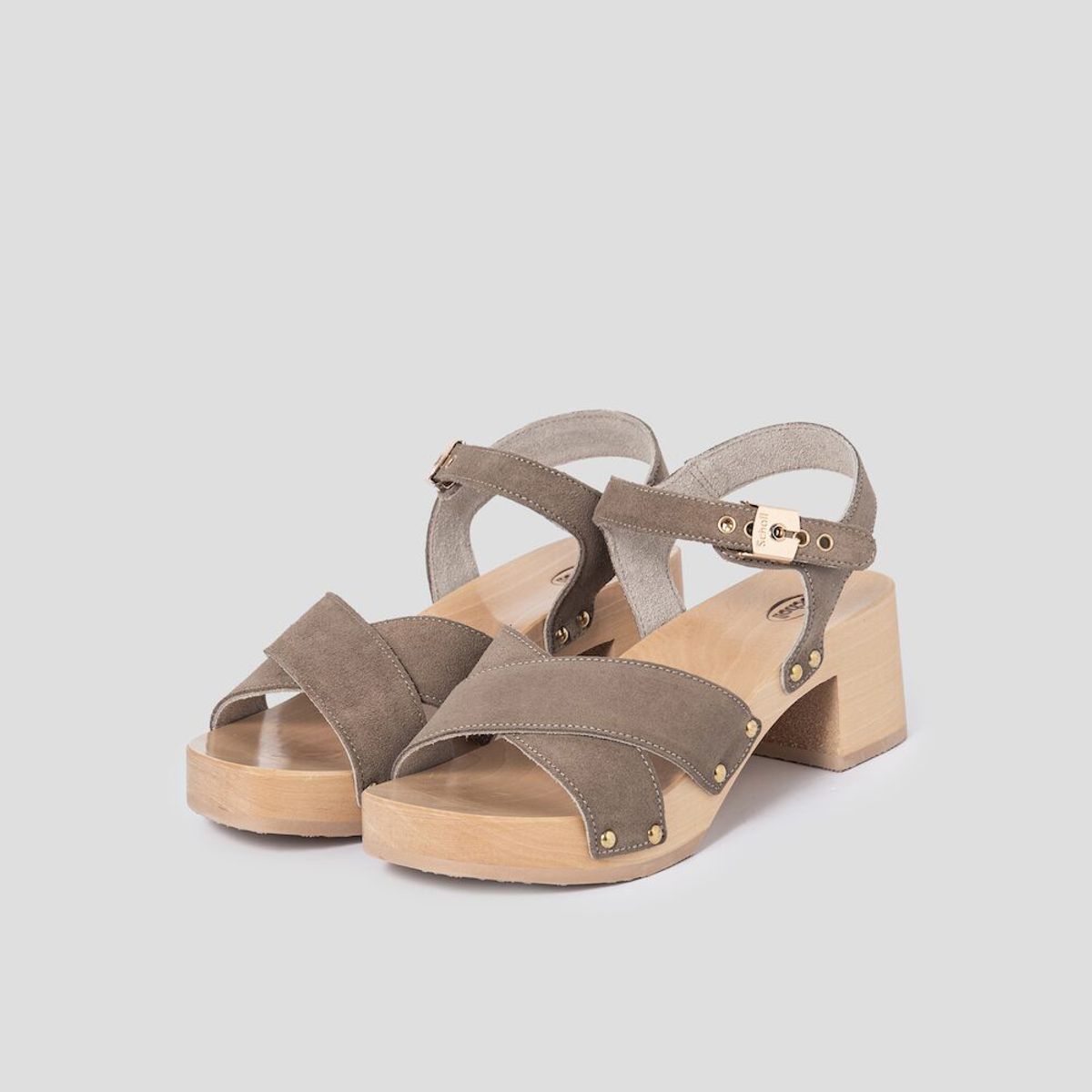 숄(SCHOLL) (WOMEN) 우드 솔 원 스트랩 하이힐 샌들  베이지 (HH44K2W13A)