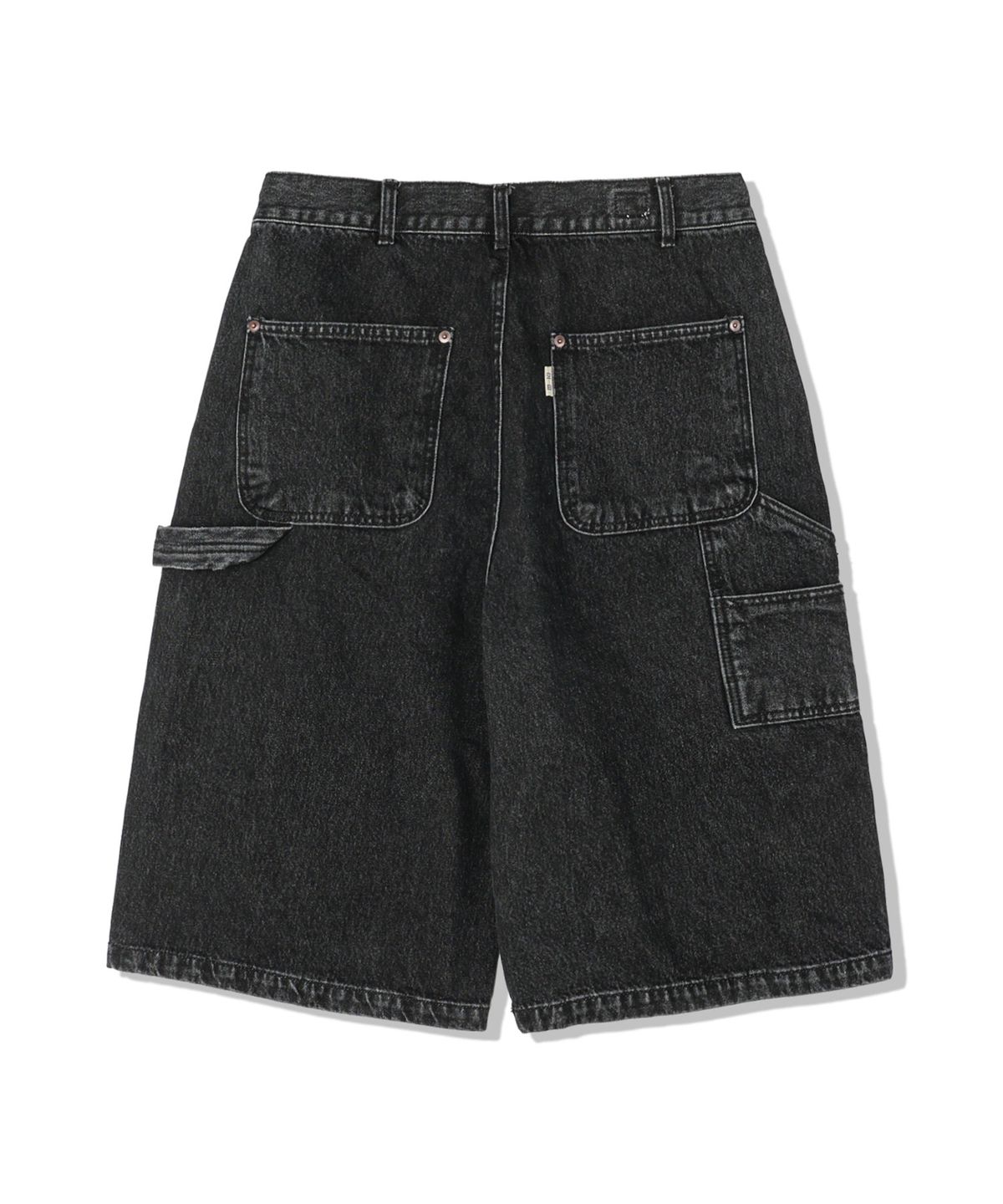 공백(GONGBAEK) Wide Carpenter Denim Short_Damage Black