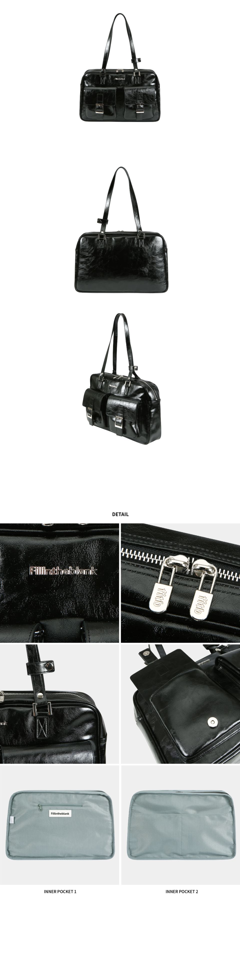 MUSINSA | FILLINTHEBLANK PK Shoulder Bag (glossy)(black)