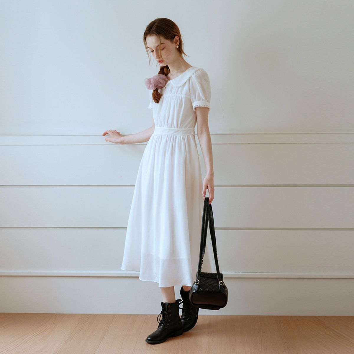 쎄무아듀(CEST MOIDEW) Cest_White doll collar chiffon dress