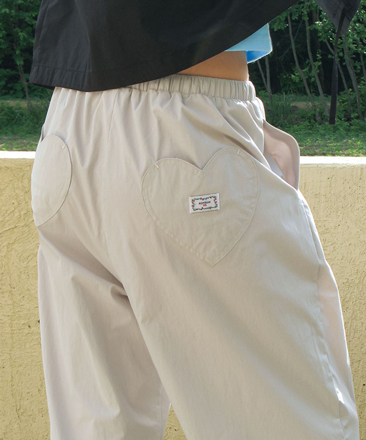 론론(RONRON) BACK HEART STITCH POCKET BANDING PANTS[6COLOR]