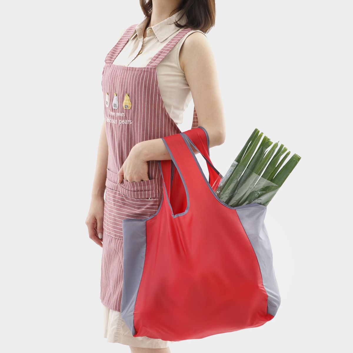 유즈비(USBEE) 투톤 빅사이즈 접이식 장바구니 휴대용 시장가방 숄더백 마켓백
