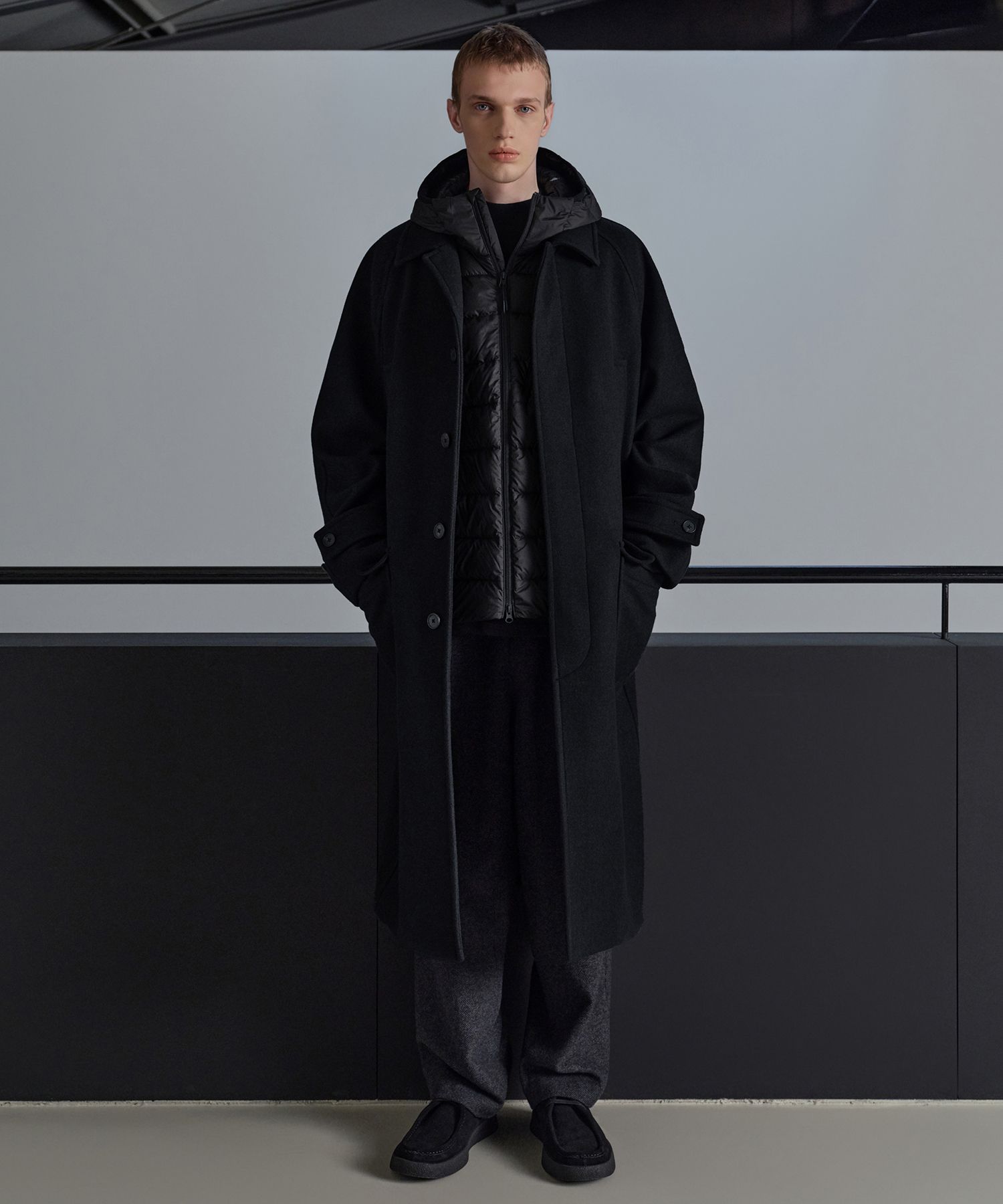 (専用)MAISONSPECIAL/バルマカンコート　ブラック　M UNISEX》Super170s Prime-Over Melton Balmachan Coat/プライム