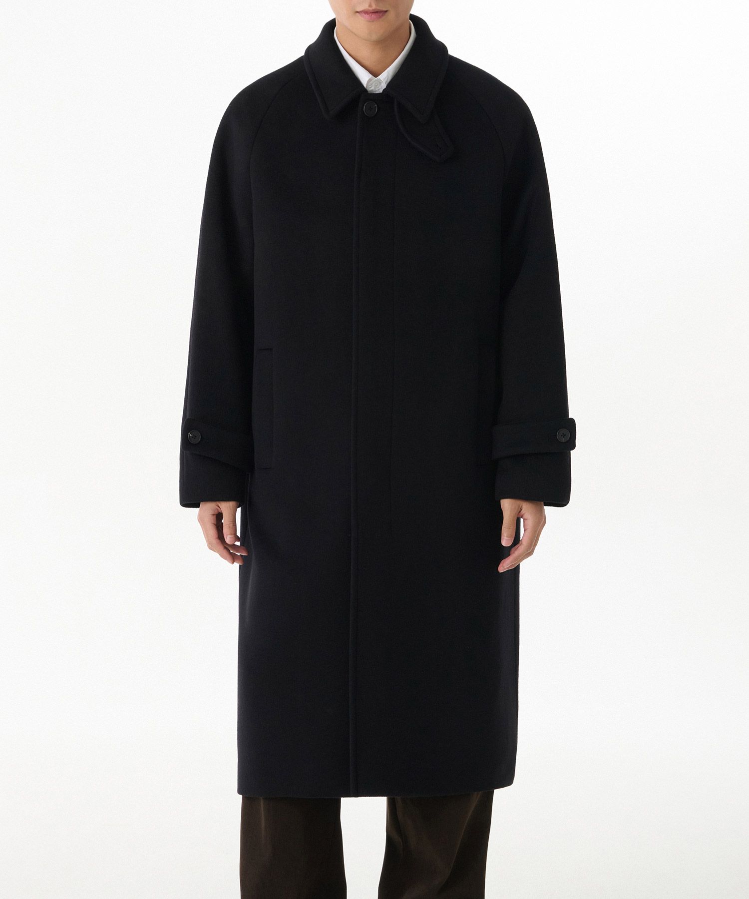 100% Cashmere Balmacaan Coat BLACK - Lemontea Online Shop