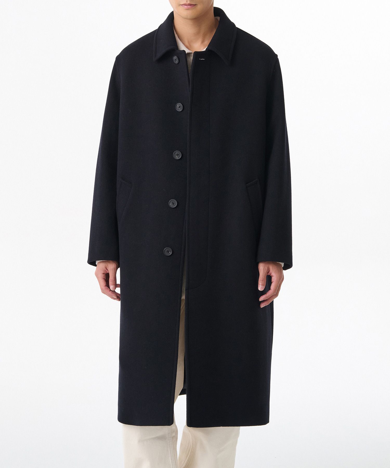 MUSINSA | MUSINSA STANDARD Daily Balmacaan Coat [Navy]