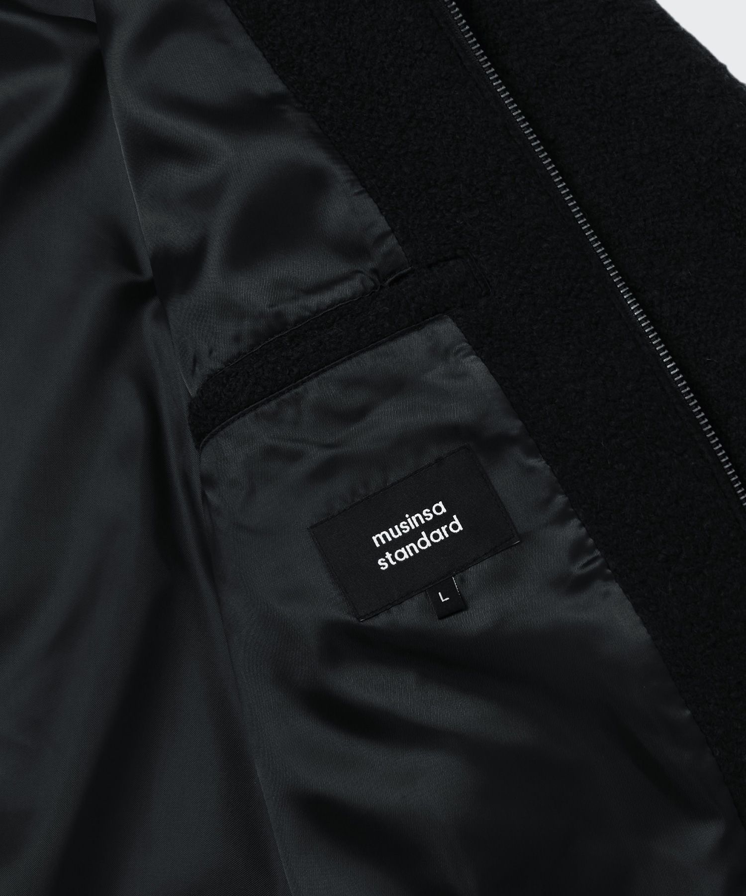 MUSINSA | MUSINSA STANDARD Wool Blend Boucle Blue Jacket [Black]