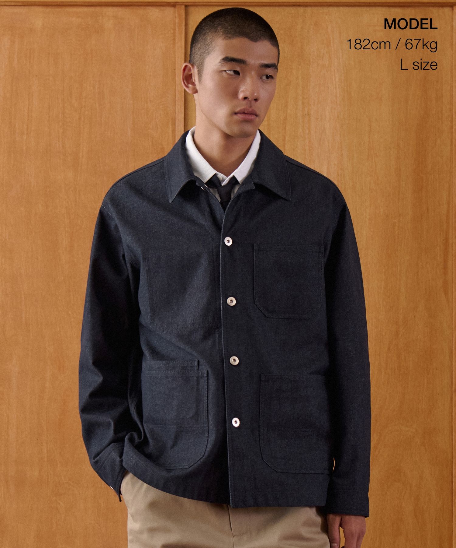 MUSINSA | MUSINSA STANDARD Denim-like chore jacket [Deep Indigo]