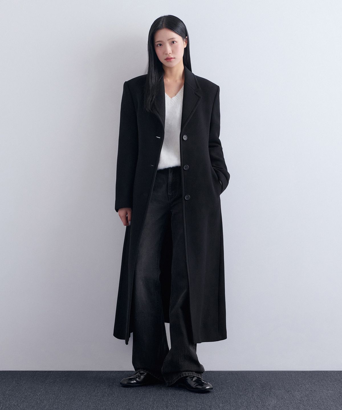 무신사 스탠다드 우먼(MUSINSA STANDARD WOMAN) 우먼즈 캐시미어 블렌드 타이디 맥시 코트 [블랙]