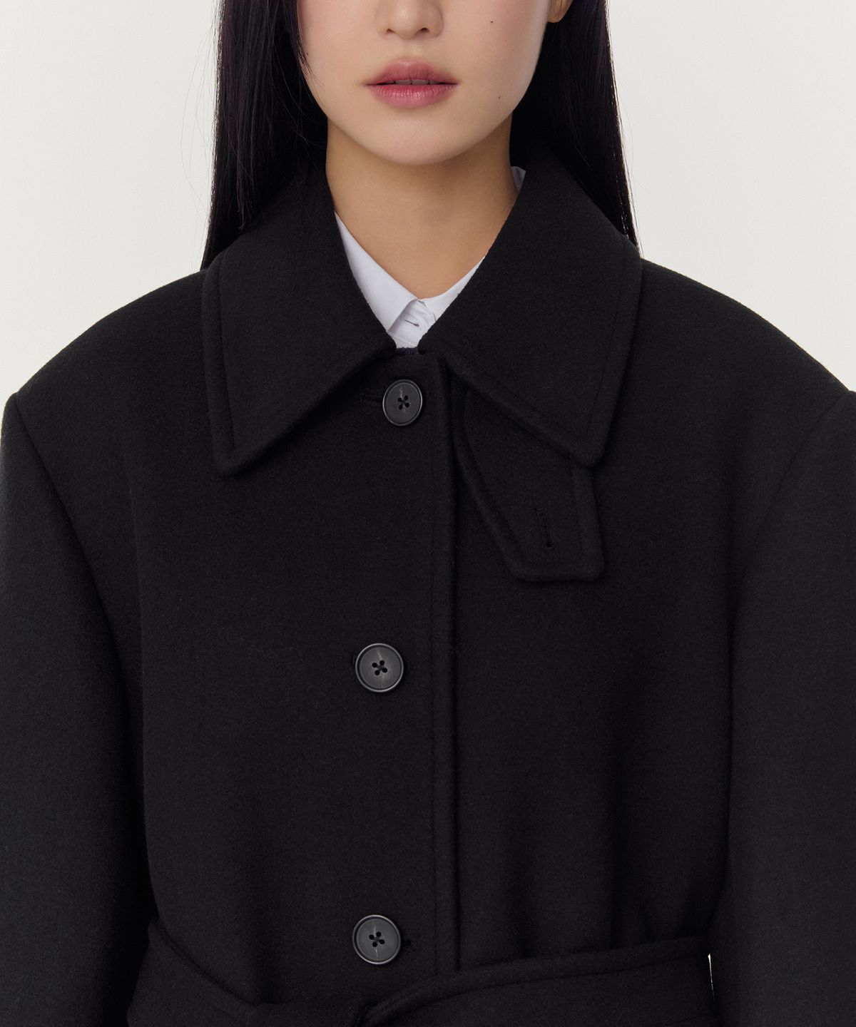 무신사 스탠다드 우먼(MUSINSA STANDARD WOMAN) 우먼즈 울 블렌드 오버 숄더 맥 코트 [블랙]