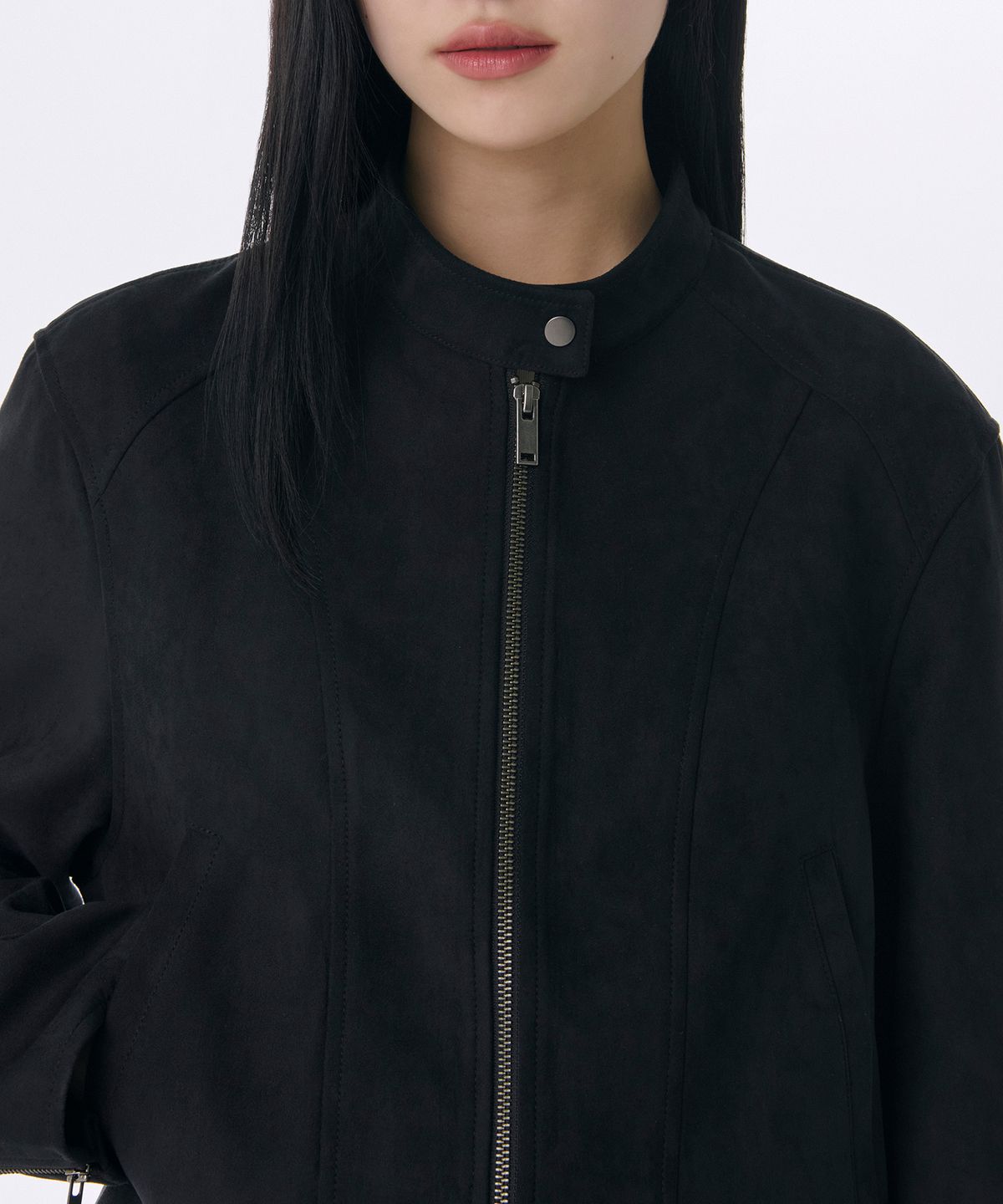 무신사 스탠다드 우먼(MUSINSA STANDARD WOMAN) 우먼즈 신세틱 스웨이드 레이서 재킷 [블랙]