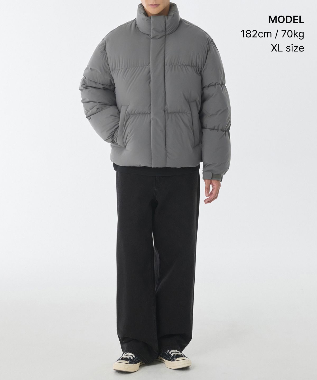 무신사 스탠다드(MUSINSA STANDARD) 데일리 푸퍼 숏 패딩 재킷 [티탄 그레이]
