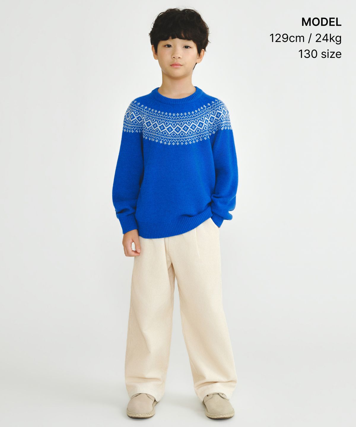 무신사 스탠다드 키즈(MUSINSA STANDARD KIDS) 원 턱 와이드 밴딩 코듀로이 팬츠 [크림]