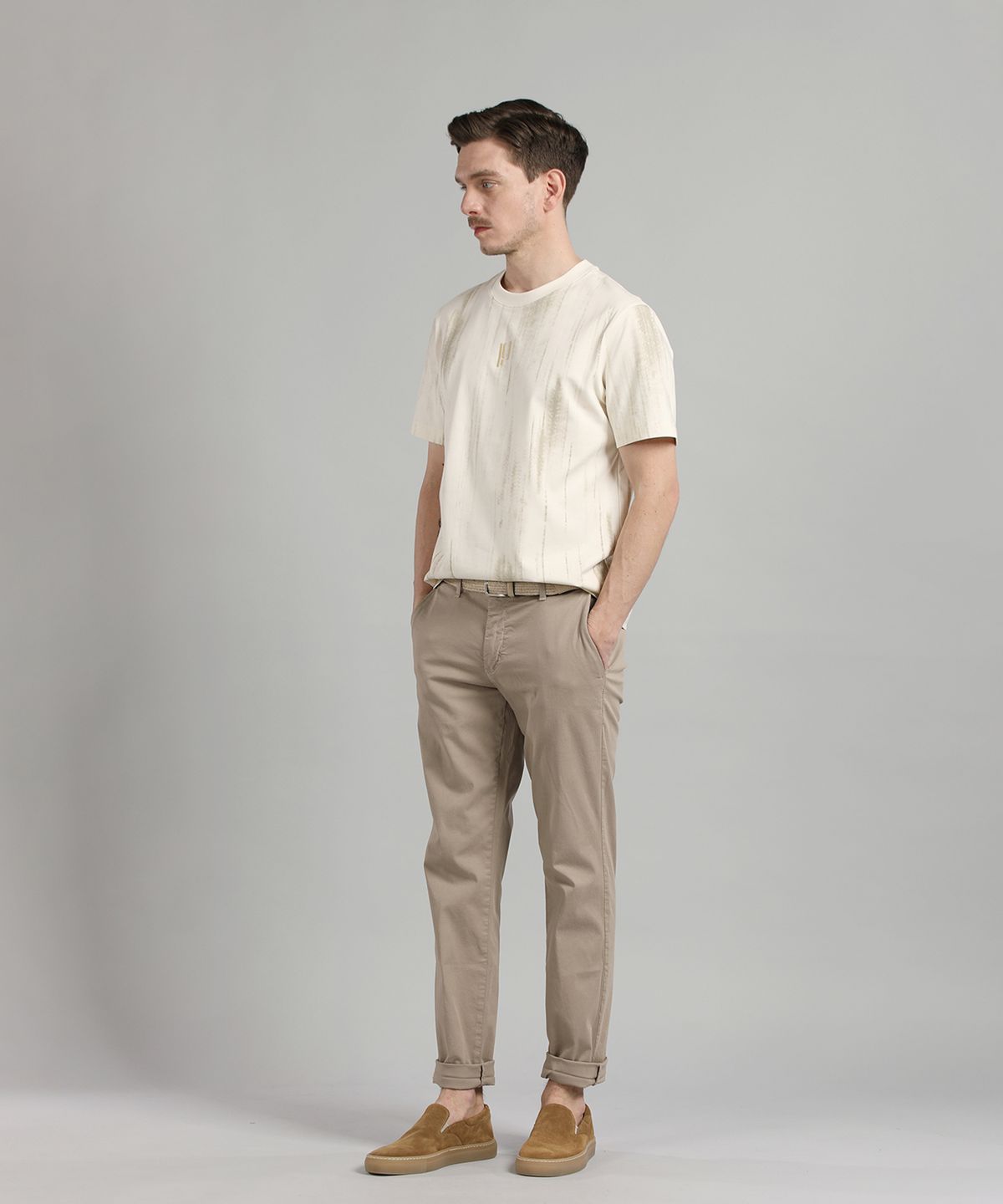 빠니깔레(PANICALE) 베이지 로고 반팔 티셔츠