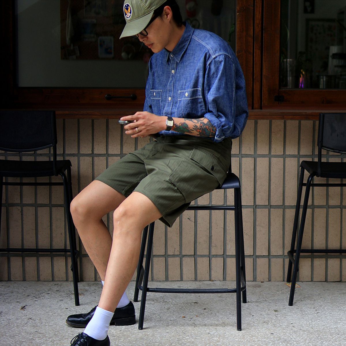 와이엠씨엘케이와이(YMCL KY) US M-43 HBT Cargo Short Pants - Olive